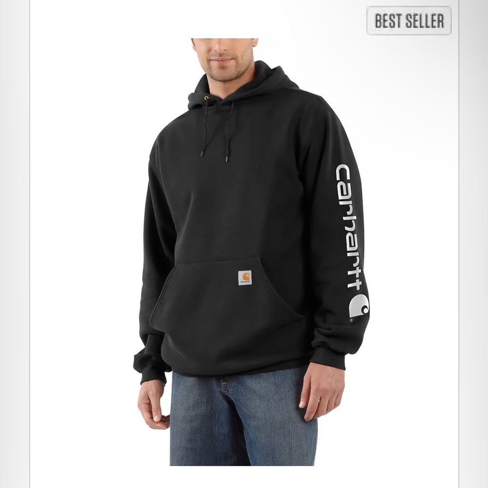Carhartt LOOSE FIT MIDWEIGHT LOGO SLEEVE GRAPHIC HOODIE XL BLACK